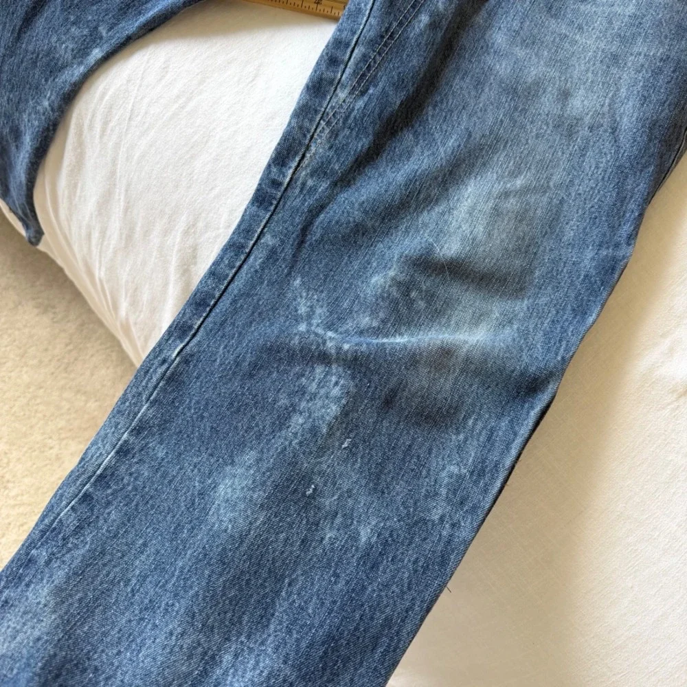 Marithe Francois Girbaud Baggy Wide Leg Denim Jean Medium Wash Distressed Sz 36S